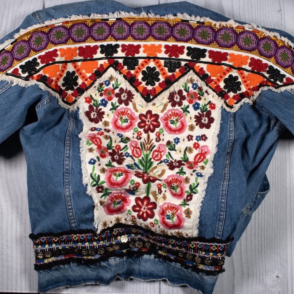 Zara Denim Jacket with Colorful Embroidery